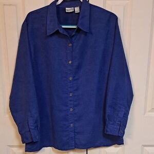 Plus SizevChico's Deep Blue Casual Button Down Shirt
